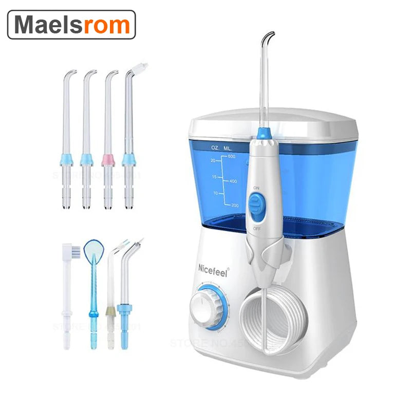 Nicefeel IPX7 Oral Irrigator 600ml Water Flosser 8 Tips Oral Irrigator Qst